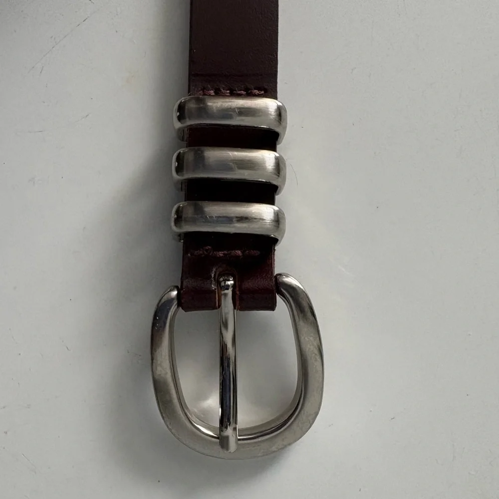 Mexx Burgundy Leather Belt with Silver Buckle - Picture 5 of 7